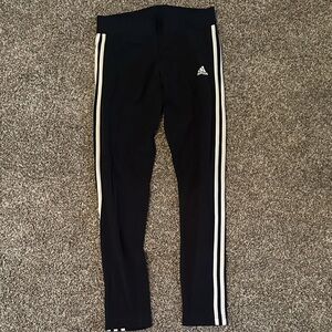 adidas navy Leggings with White Three-Stripe Side Panels